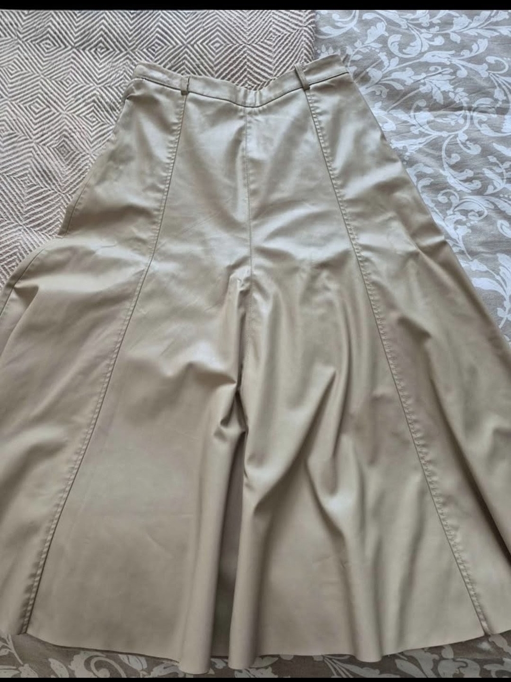 Zara Wide-Leg High-Waist Skirt in Light Beige